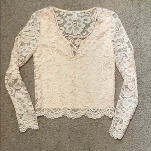 Pink lace crop top